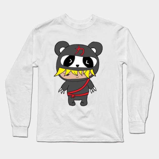 Panda Ninja Boy Long Sleeve T-Shirt by Crazytrain77
